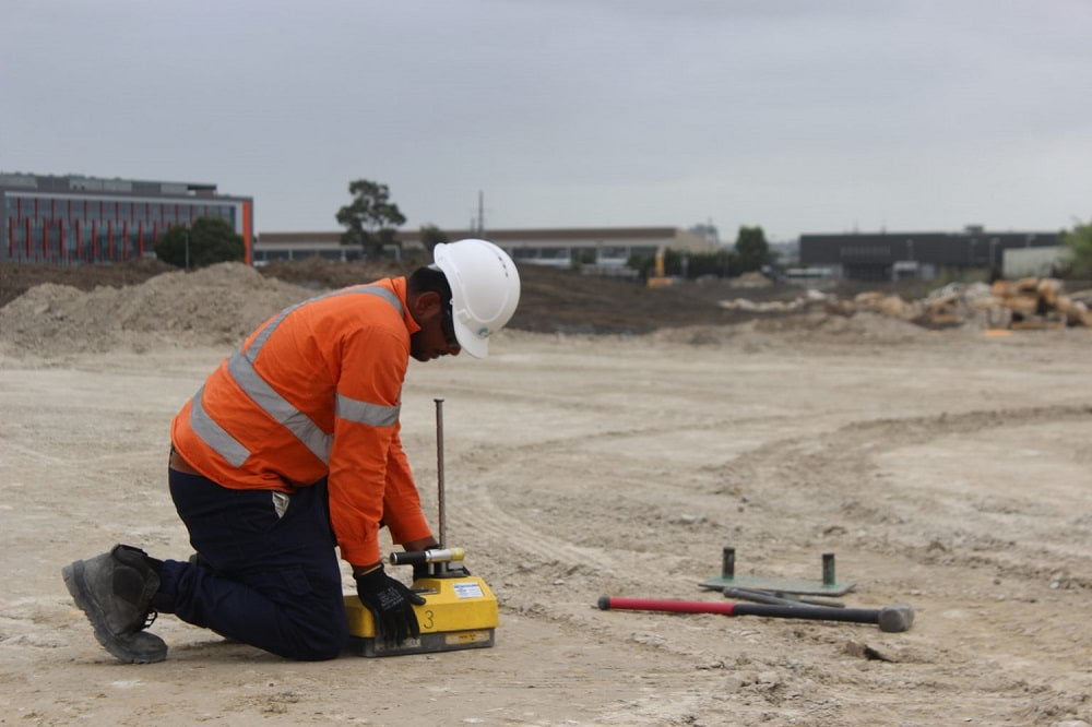 Geotechnical services engineer at work